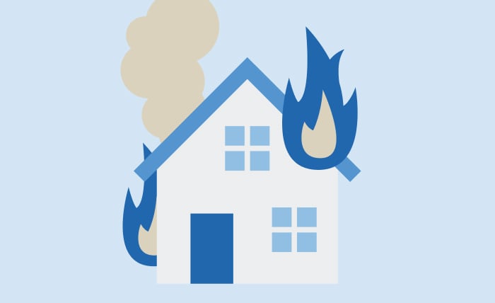 火事で家が燃えた